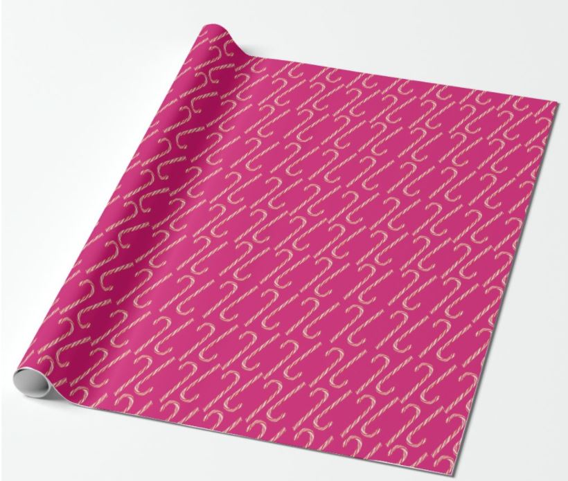 Illustrated Candy Cane Wrapping Paper