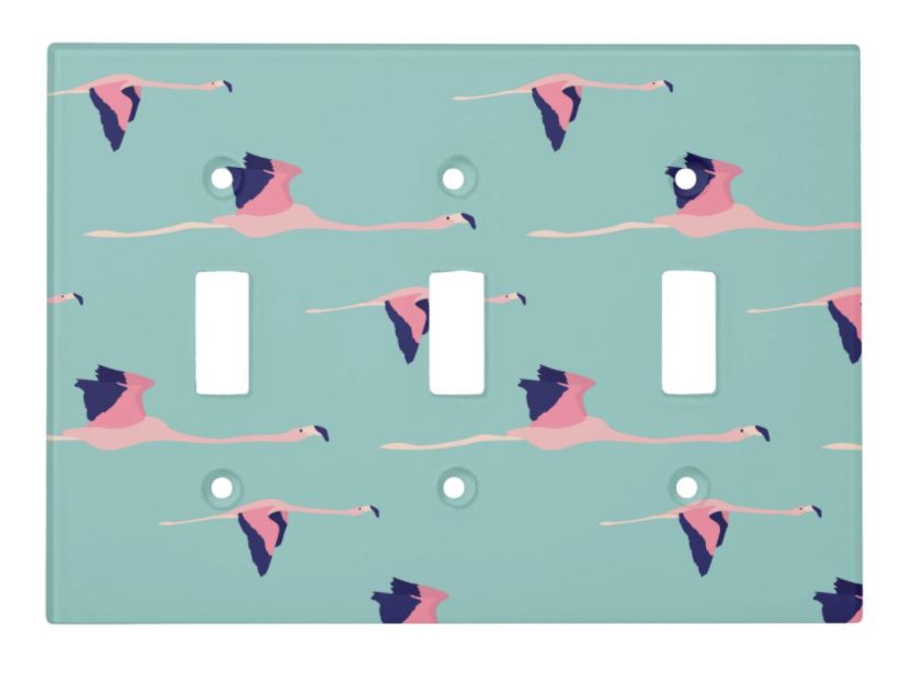 Illustrated Flying Flamingo Light Switch Cover