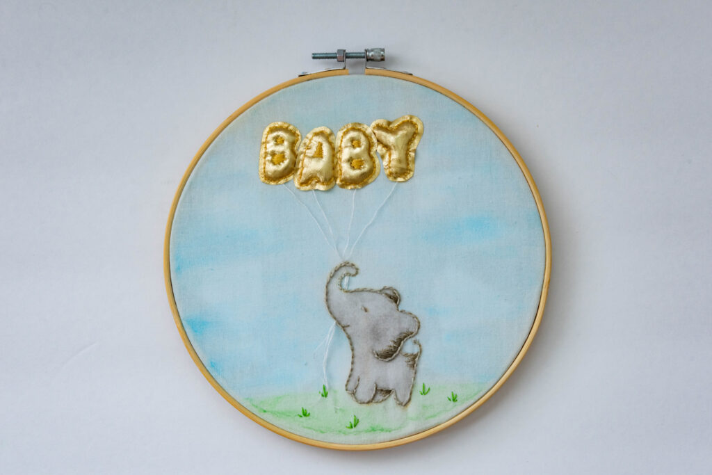 Embroidered Baby Elephant Balloon Hoop