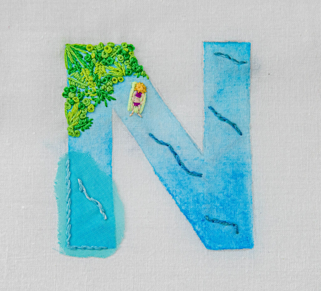 Embroidered Tropical Ocean Letter