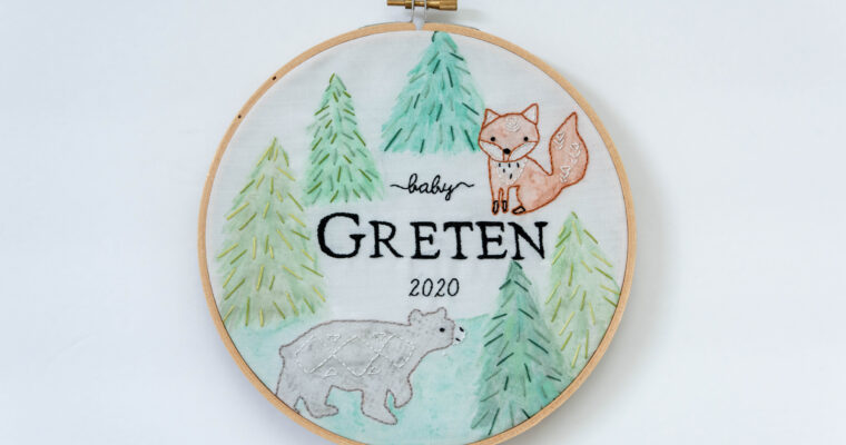 Embroidered Nursery Forest Art