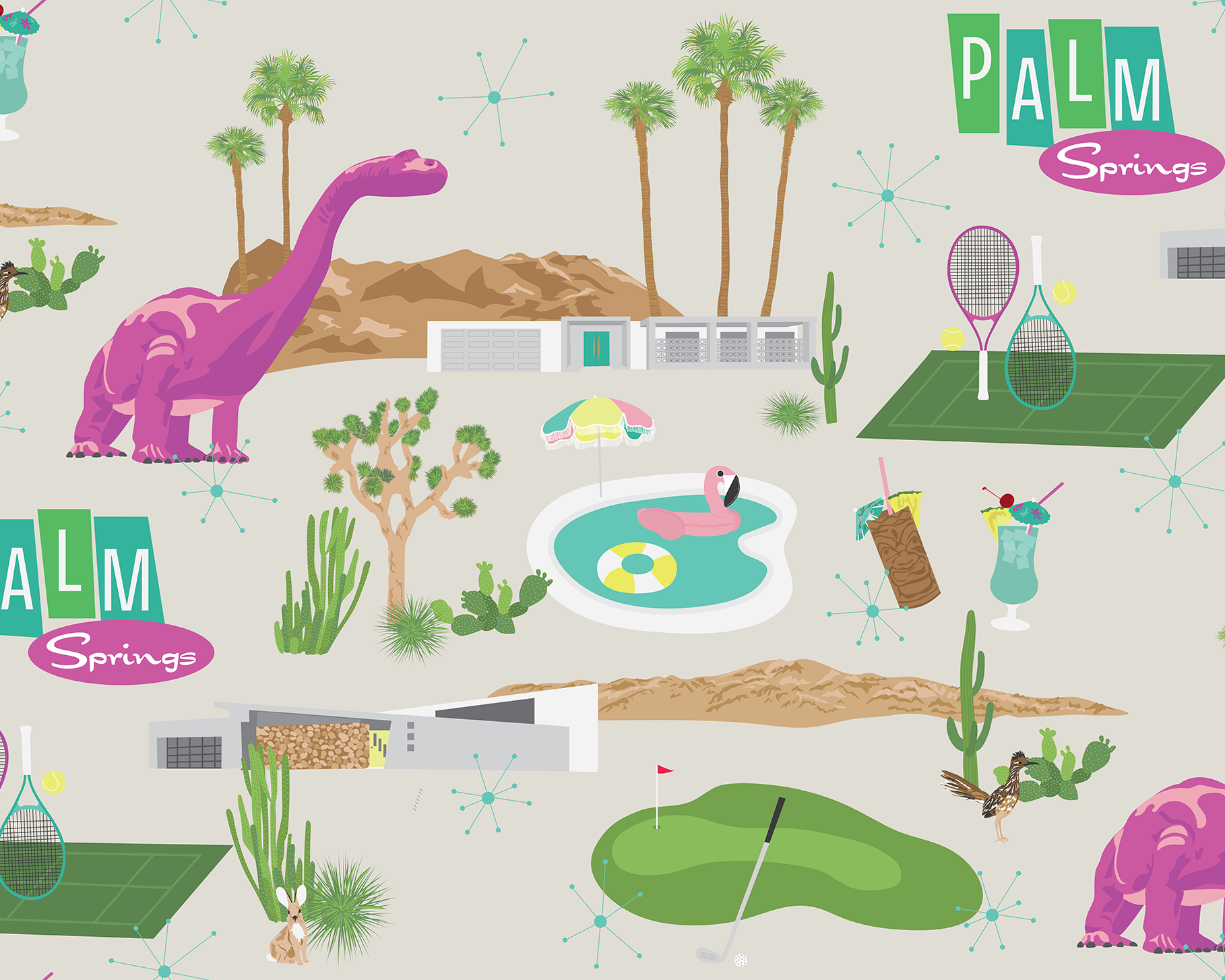 Palm Springs Illustrated Pattern
