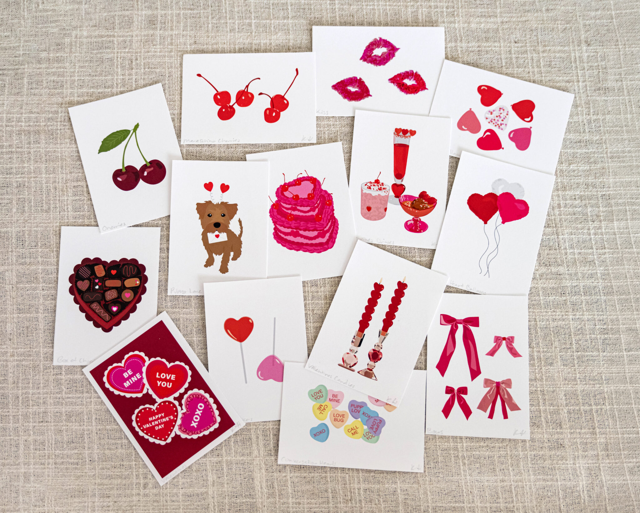 Valentines Illustrated Mini Art Prints