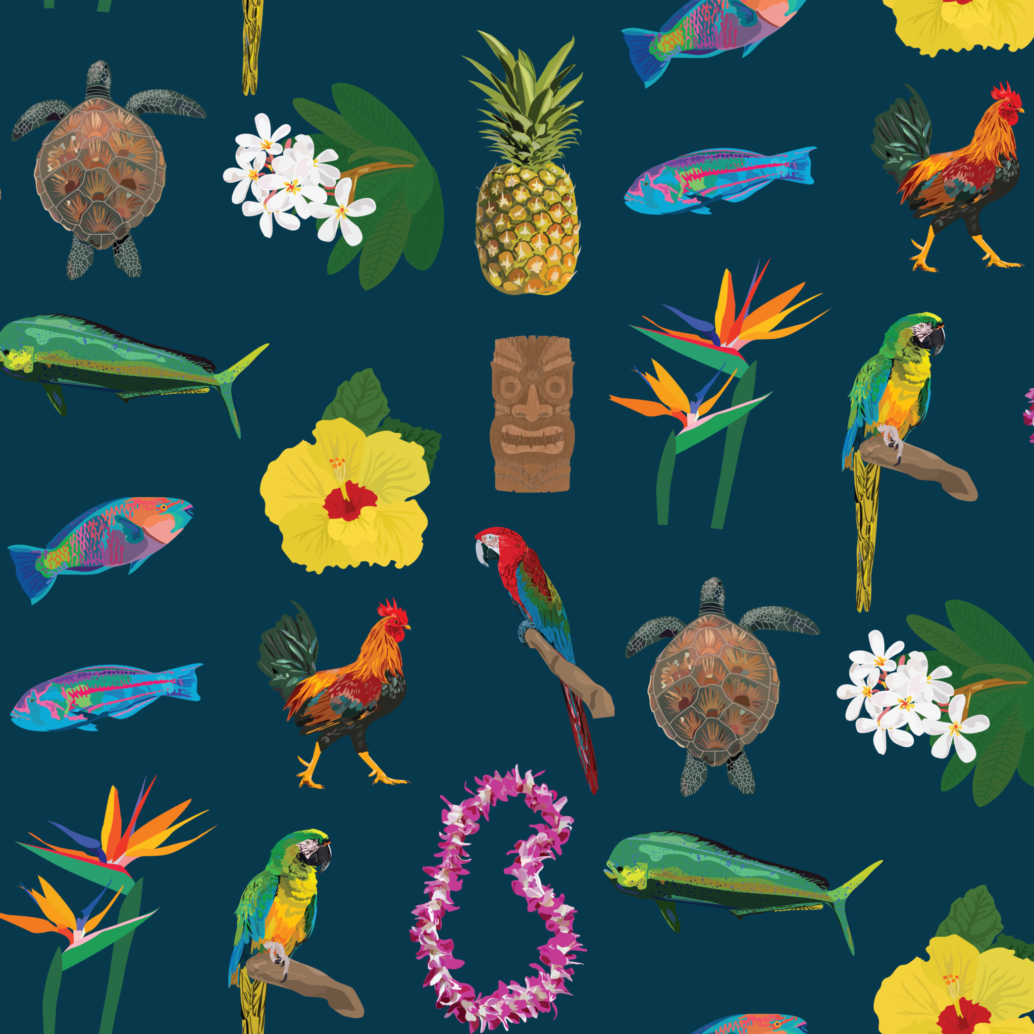 Hawaii Illustrated Pattern