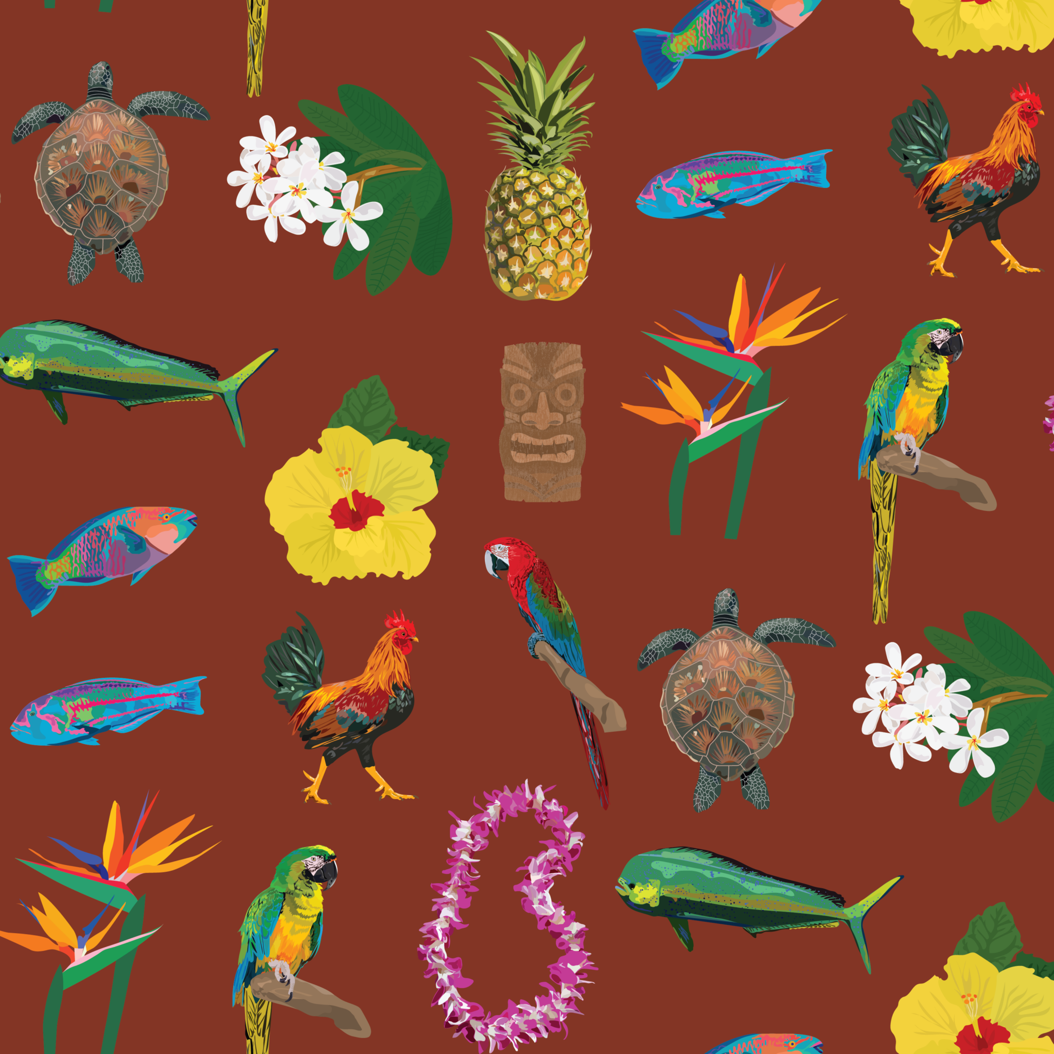 Hawaii Illustrated Surface Pattern