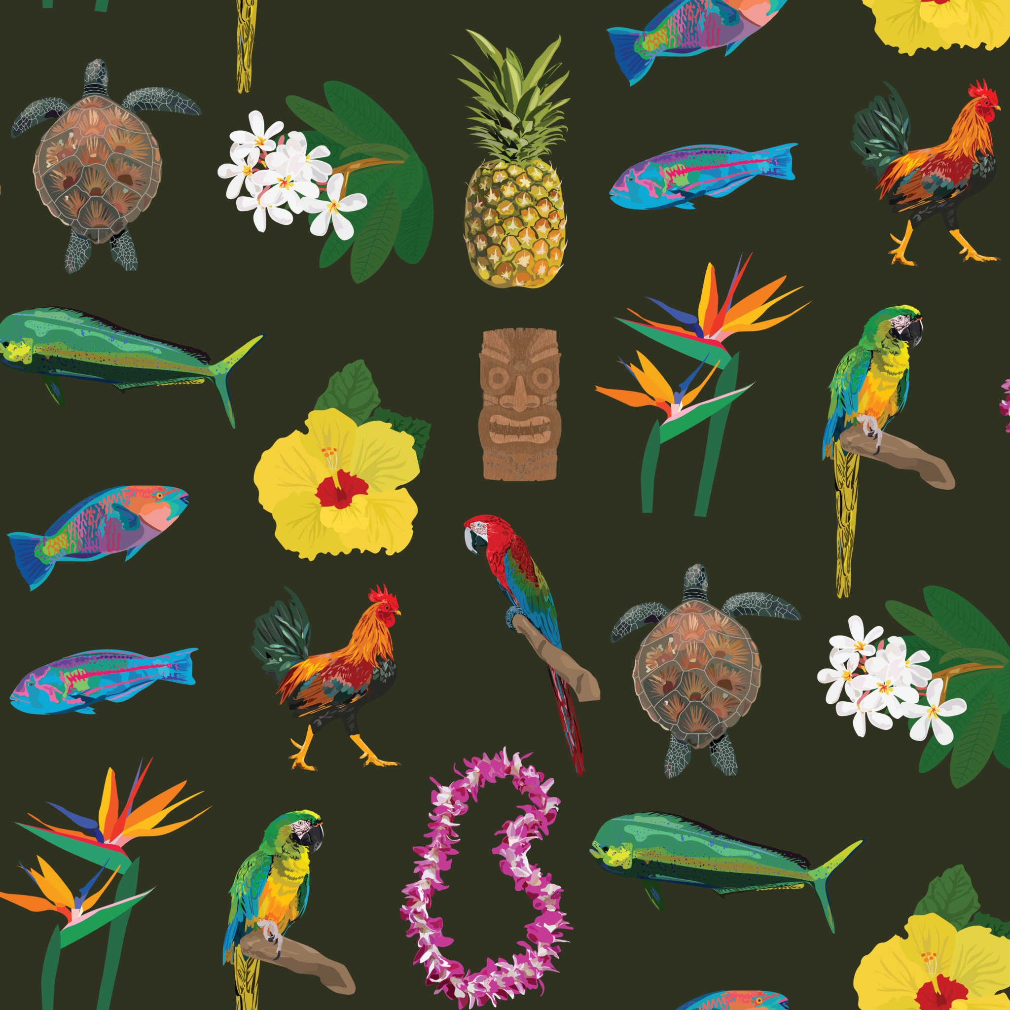 Hawaii Illustrated Surface Pattern