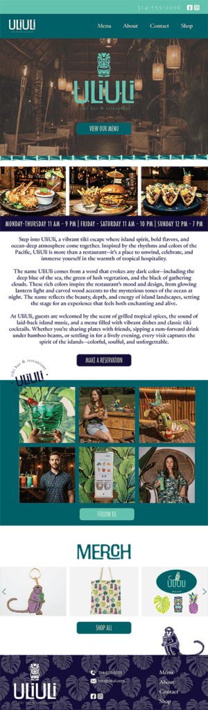 Website for Uli Uli Tiki Bar