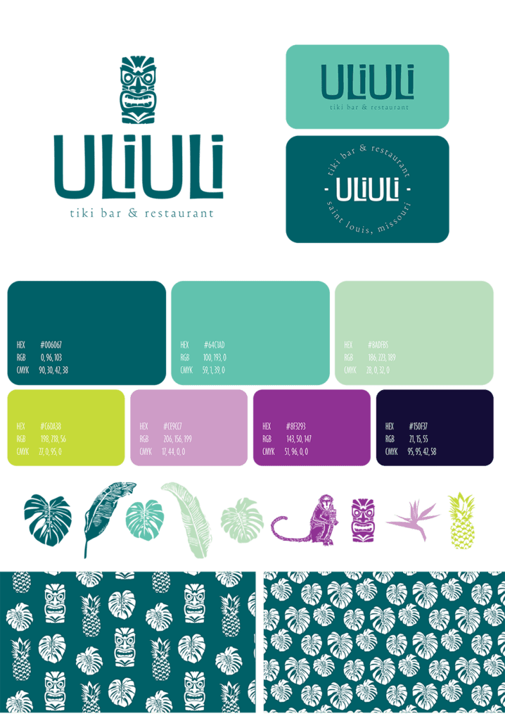 Branding, logo, typography, colors Uli Uli Tiki Restaurant